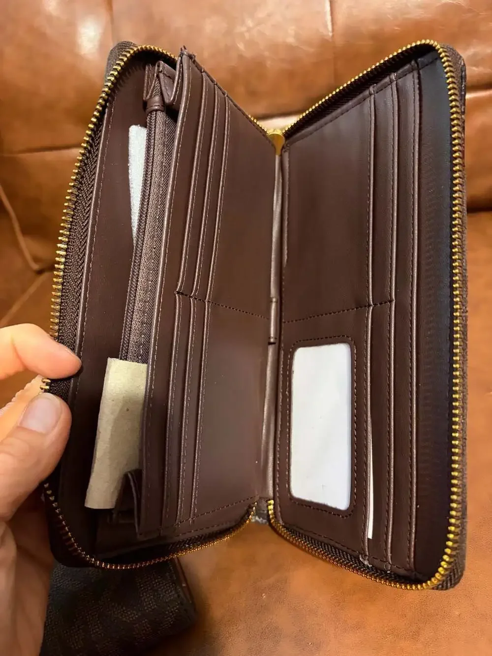 Steve Madden BZIP-PW Brown Multi-Textured Zip Around Wallet